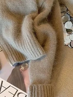 Patchwork Zipper Cropped Cardigan Women 400g Thick Autumn Knitted Sweater Bomber Jacket Vintage 2000s Short Fitted Knitwear Coat - Image 5