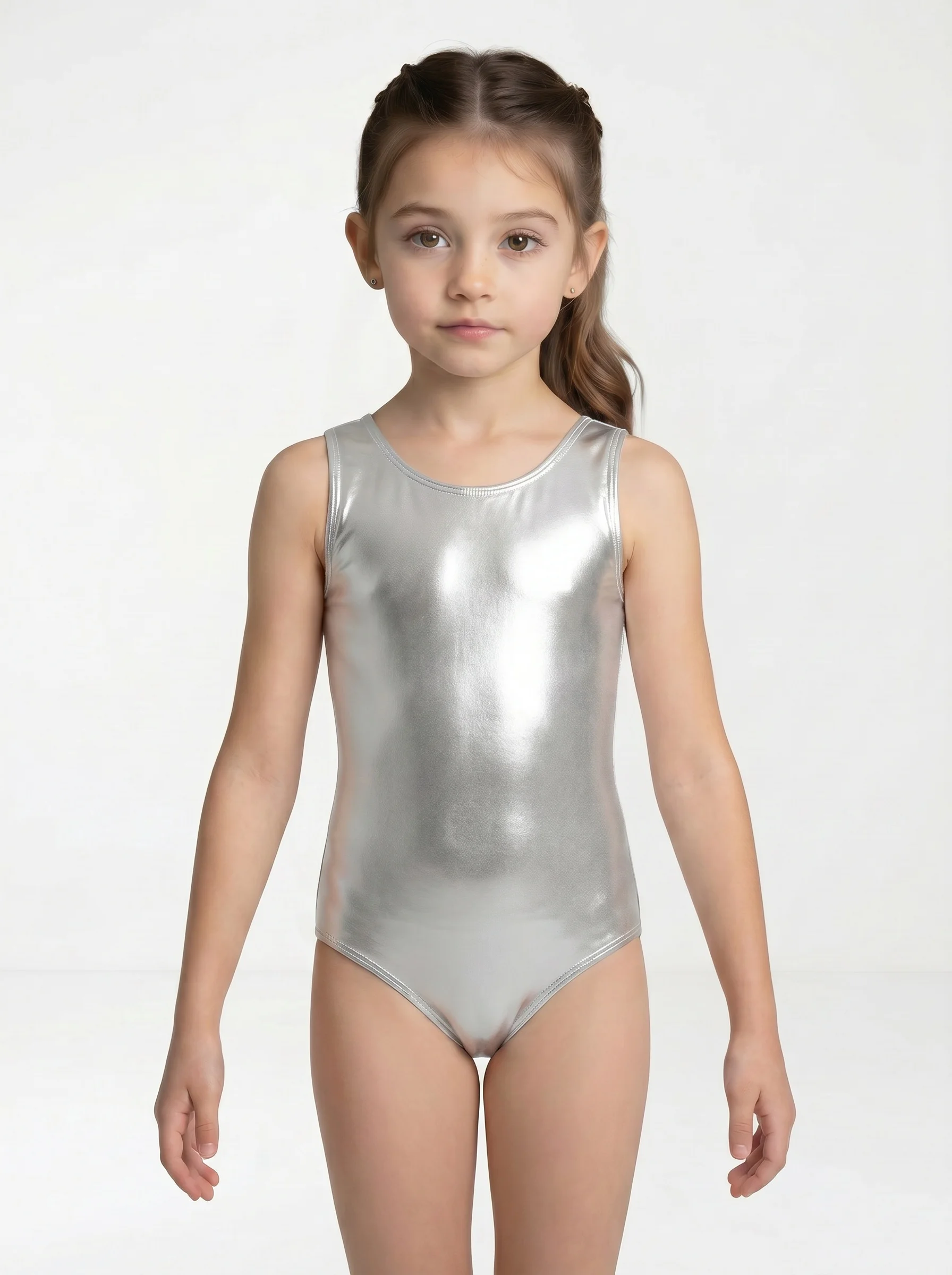 Speerise Girls Kids Shiny Metallic Dance Gymnastics Tank Leotard Children Spandex Ballet Dancewear