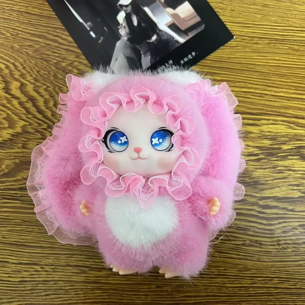 Vinyl Face Rabbit Doll Pendant Big Eyes Adorable Stuffed Animal Soft Plush Bowknot Plush Rabbit Keychain Schoolbag Decor