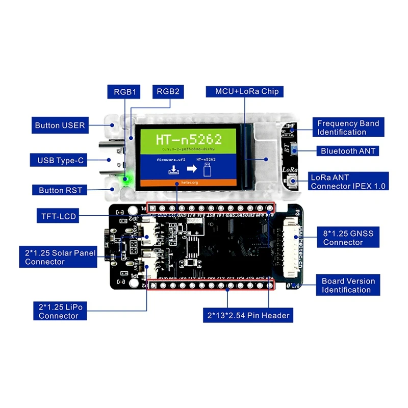 ABKD 메쉬 노드 T114 Meshtastic Tracker 북유럽 NRF52480 SX1262 Arduino 포지셔닝 Devboard 디스플레이 BLE Wifi 용 Lorawan Lora