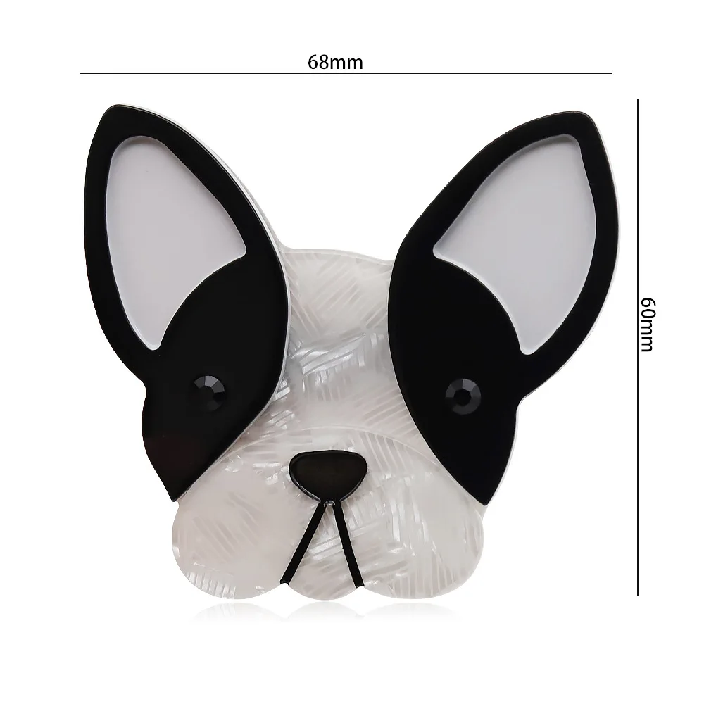 Cartoon Acrylic Animal Brooch Cute and Fun Fighting Dog Black and White Contrasting Cute Dog Design Brooch Pin