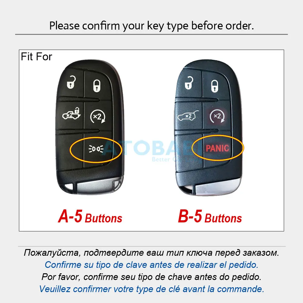 Leather Car Key Case Remote Control Protector Cover Keychain For Fiat Toro Freemont Dodge Charger Challenger Jeep Grand Cherokee