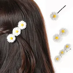 Yellow Sweet White Daisy Women Flower Flower Clip Barrettes Hairpins Hair Clips