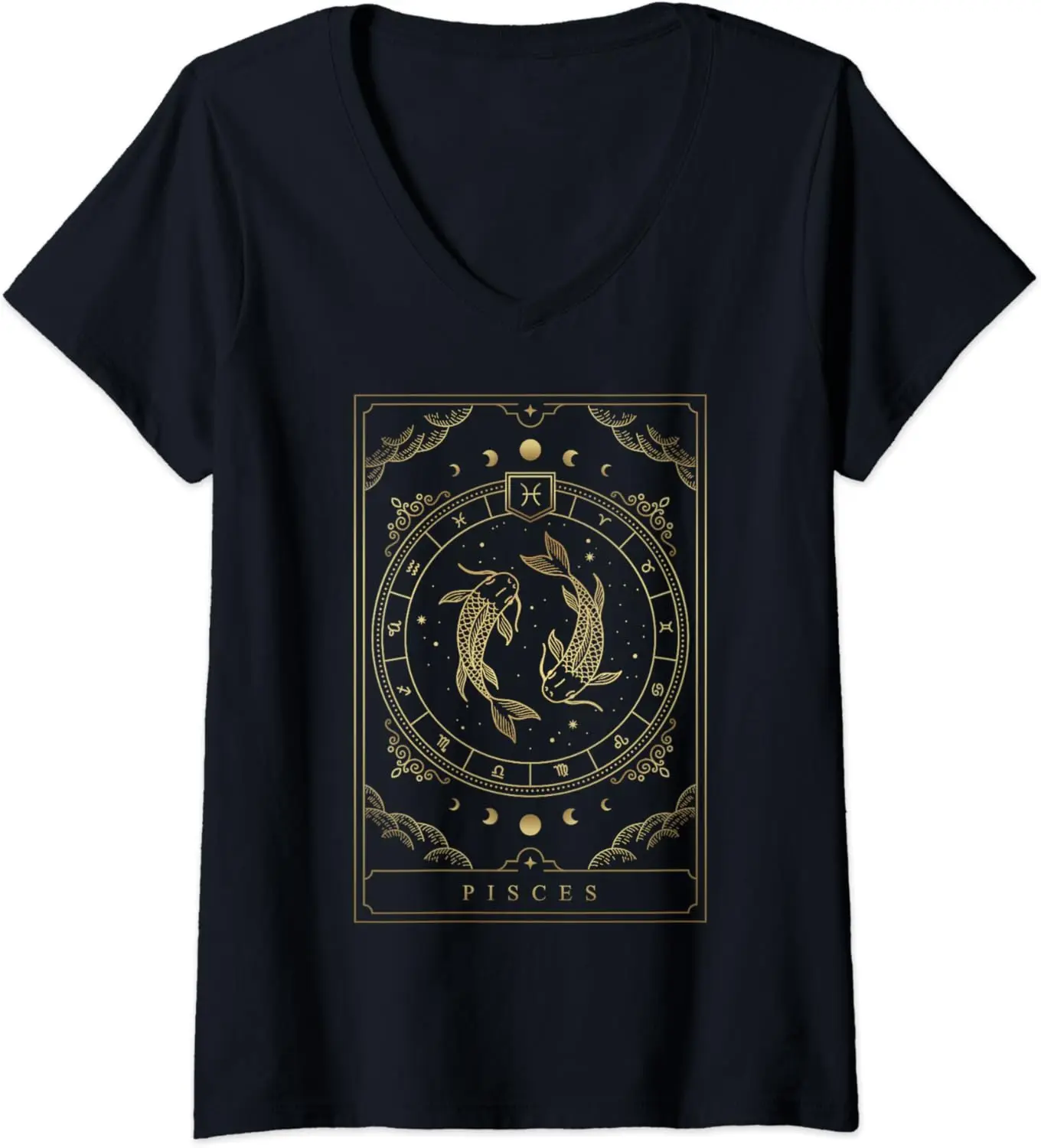 Pisces Horoscope And Zodiac Symbol Round neck T-Shirt