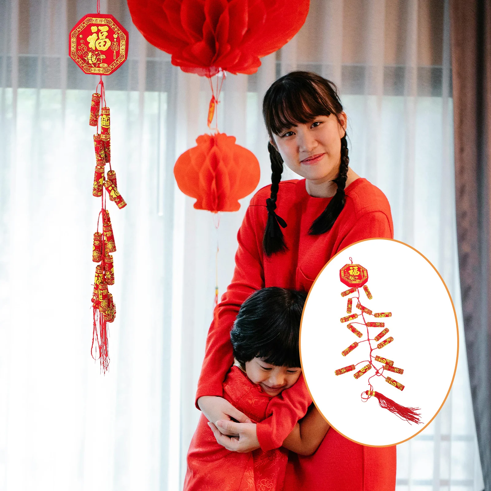 

2Pcs Simulated Decorations Lucky Pendant Ornaments New Year Hanging Decor Spring Festival Indoor Outdoor