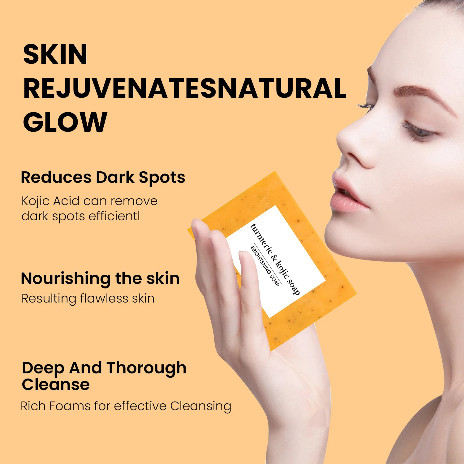 منظف الكركم والصابون مجموعات التطهير بعمق حمض الكوجيك مزيل الرؤوس السوداء تنظيف البشرة السيطرة على النفط تتلاشى علامات حب الشباب سطع #4