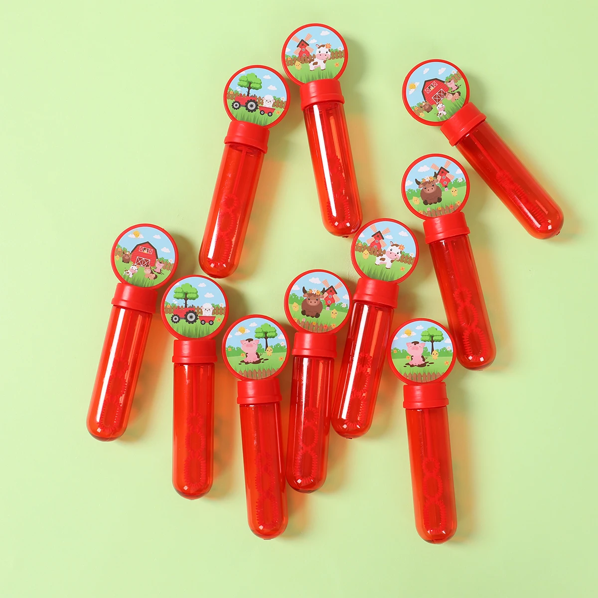 Red Farm Animal Bubble Tube Soap Bottle Farm Birthday Party Decoration Kids Favors Toys for Guests Gifts Baby Shower Decoration