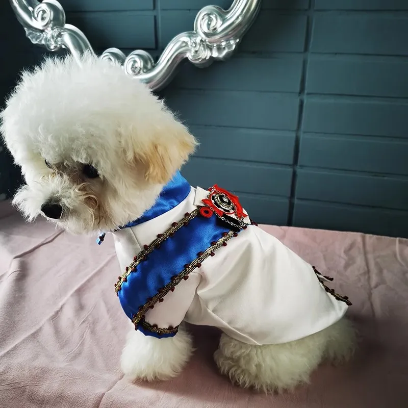 Original Handmade Pet Sailor Uniform Prince Full Dress Men\'s Halloween Teddy Bichon Schnauzer Ragdoll Cat Dog Clothes Customized