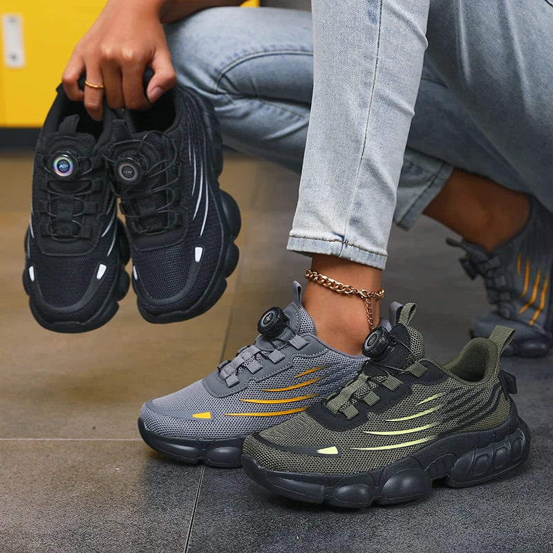 Atmungsaktive Mesh-Laufschuhe für Damen, rutschfeste, verschleißfeste Arbeitsschuhe, robuste, bequeme Turnschuhe, Twist-Schnalle, kein Schnürdesign – Detail 6