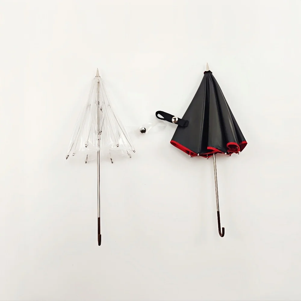 1/4 Scale BJD Doll Umbrella Mini Umbrella Transparent/Black/Black-Red Optional Photo Prop Doll Accessories, Not for Human Use