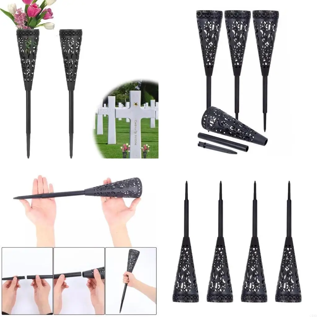 

2/4Pcs Memorial Flower Vase Plastic Cemetery Vase with Spikes Cemetery Decorations for Grave Decorations Cemetery Vase C5AD