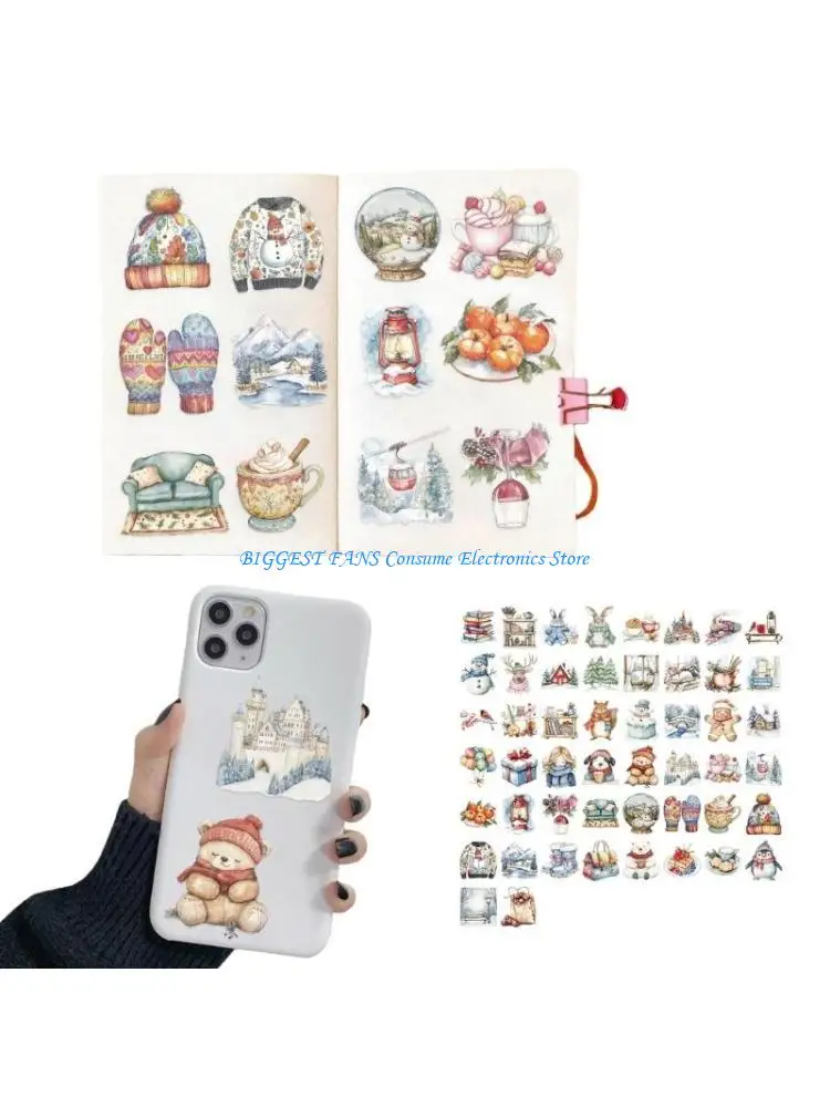 Christmas Themed Reusable Sticker Holiday Decals for Tablets Device PVC Material