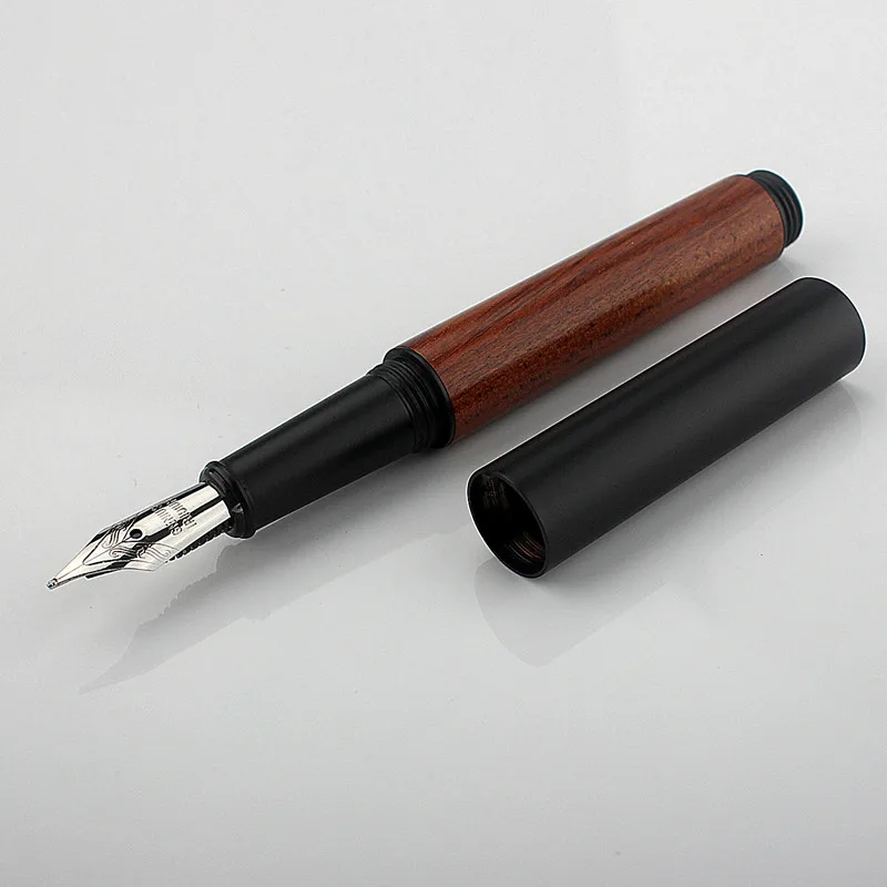 Imagem -05 - Mini Black Forest Metal Fountain Pen Extra Fine Nib Beautiful Tree Wood Excelente Presente de Escrita