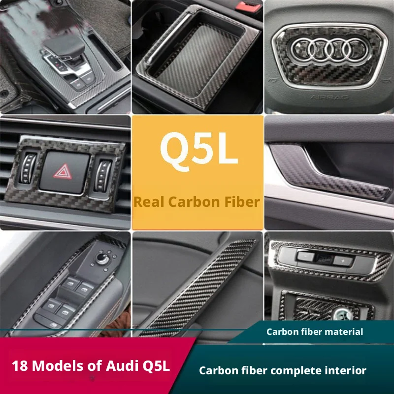 For 2018‑2025 Audi Q5 Carbon Fiber Interior Stickers Multi‑Position Dashboard Shift Trim Decoration Upgrade Accessories