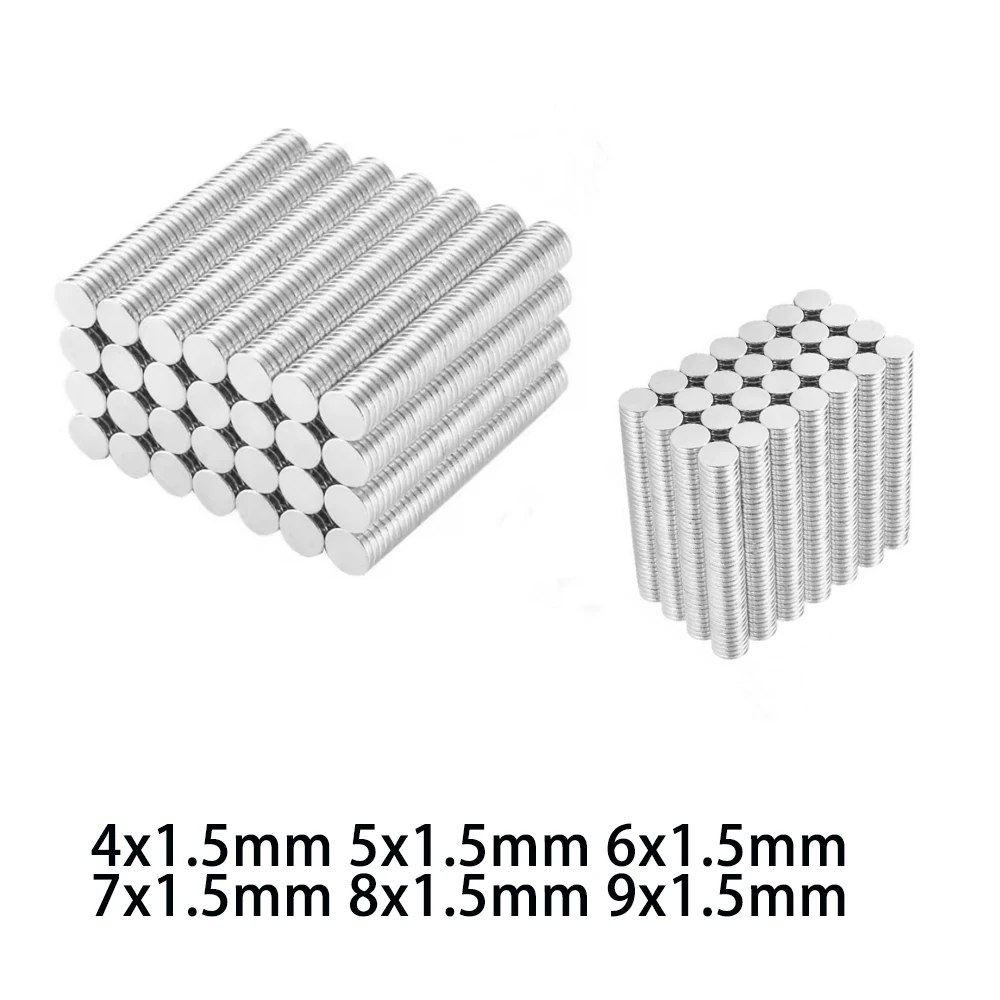 8x1.5mm Thin Powerful Magnets 6x1.5 Strong Disc Magnets For Fridge DIY Building Scientific Craft 8*1.5 5x1.5 7x1.5 9x1.5 4x1.5