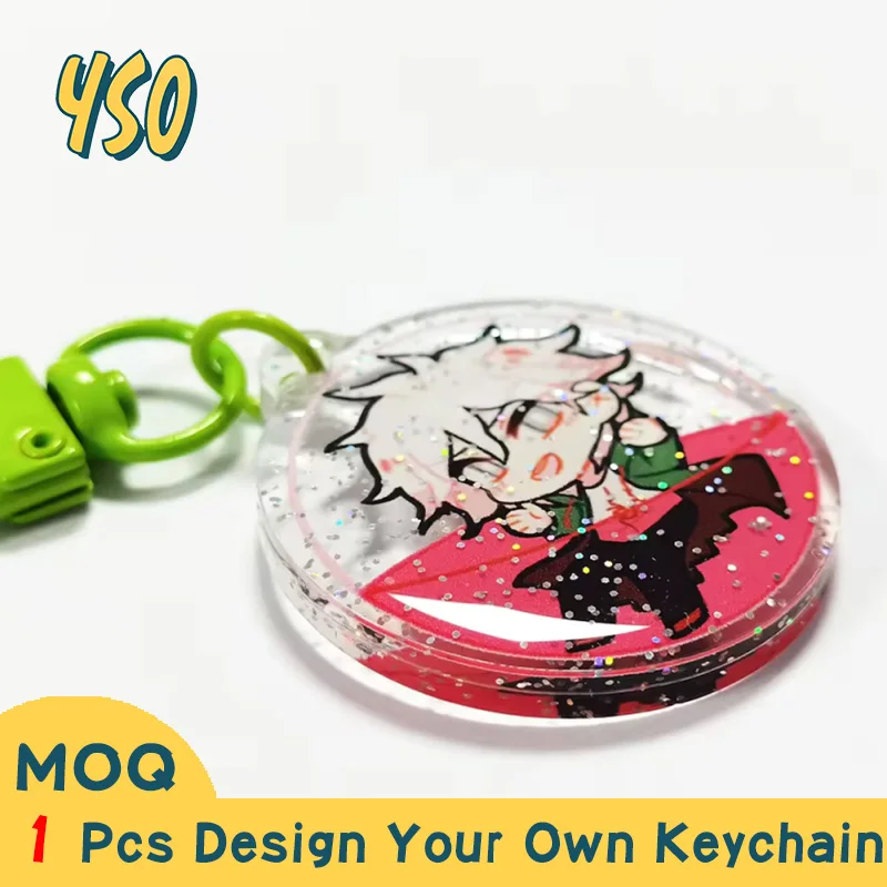 YSO CNC Diamond Cut Acrylic Key Custom Cute Anime Fashion Design High Quality Hot Sale Glitter Charms