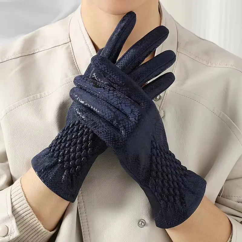 Guantes de invierno con diseño de serpiente para mujer, compatibles con pantalla táctil, resistentes al viento, ligeros, impermeables, cálidos y elásticos