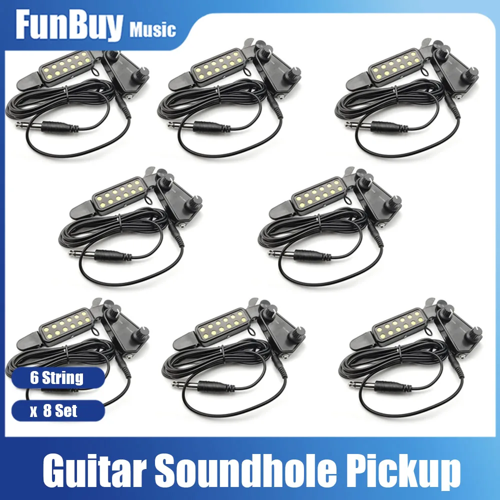 

8Set 12-hole Acoustic Guitar Sound Hole Pickup Magnetic Transducer with Tone Volume Controller Audio Cable Guitar Accessories