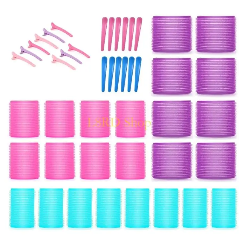 

L8RD 3Size Grip Hair Rollers Set for Volumes with Clips,Hair Curlers fit Thick Fine Thin Blowout Long Short Hair