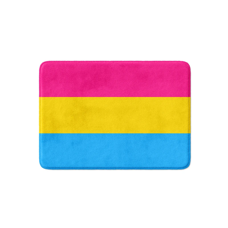 

Gaslight Gatekeep Girlboss Pansexual Pride Flag Bath Mat with Non Slip Base Absorbent Super Cozy Flannel Bathroom Rug Carpet