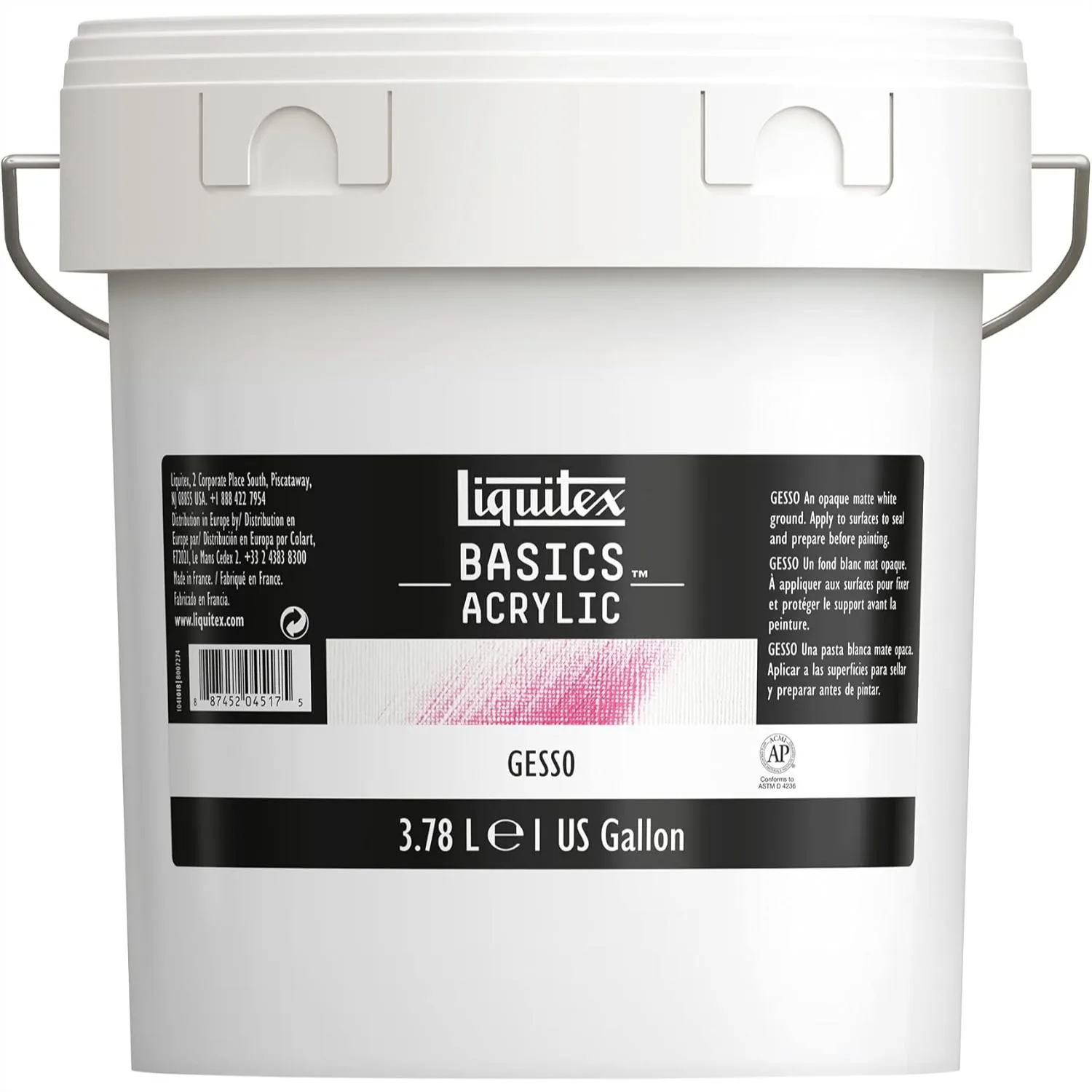 

White Gesso Surface Prep Medium for Acrylic and Oil Paint, 3.78L Tub