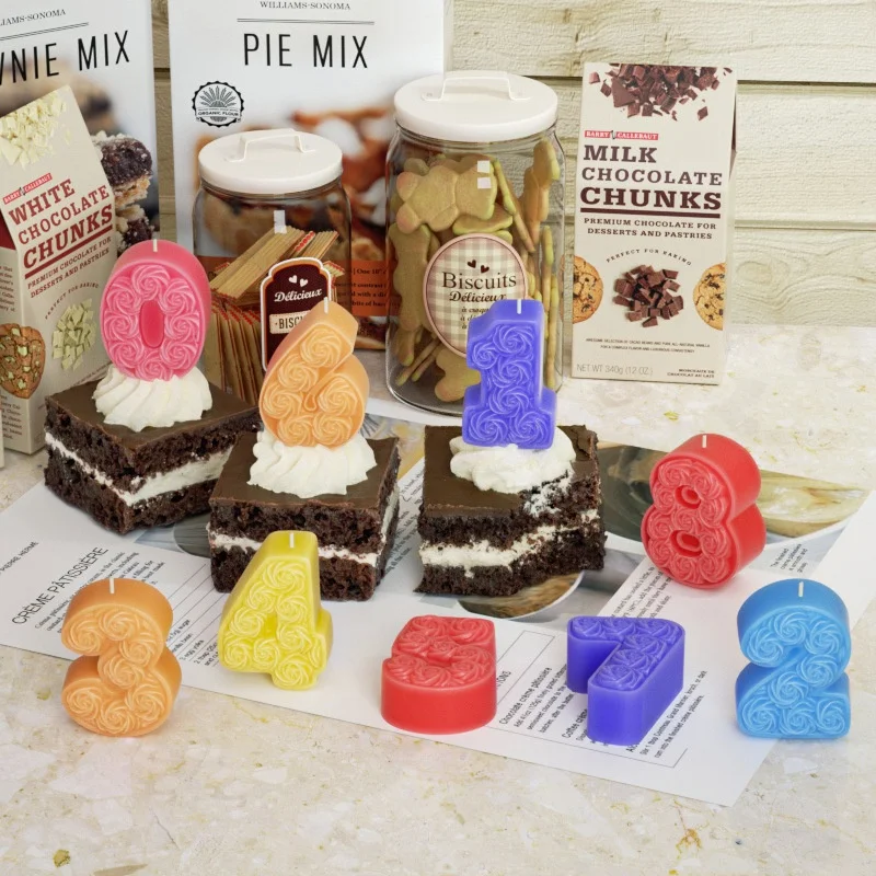 أرقام الورد شمعة سيليكون DIY الأرقام العربية الروائح زخرفة الجص الراتنج قوالب الإبداعية كعكة الديكور قالب الخبز #4