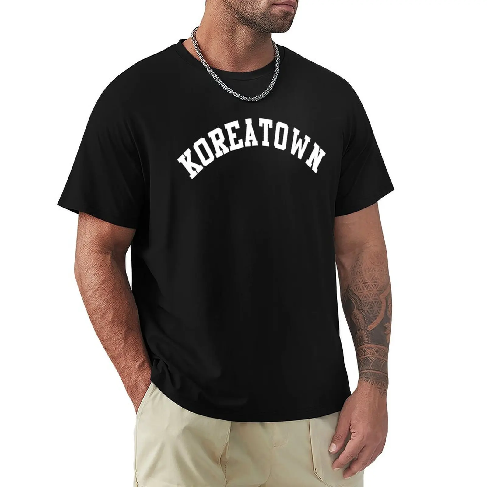 

KOREATOWN LOS ANGELES HOODIE BLACK AND WHITE T-Shirt Luxury man basketball graphic tees summer tops Short sleeve tee men