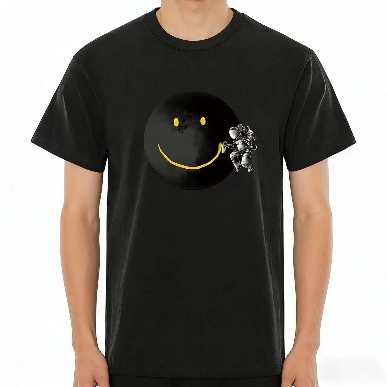 Men's T-shirt High Quality 100% Cotton Funny Spaceman Printing Casual Loose O-neck Men Short Sleeve T-shirt Male Hip Hop Tee Top