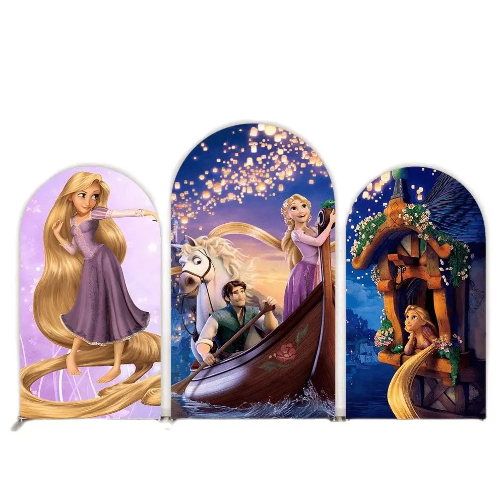 Rapunzel Princesa Arco Capa Contexto, Tangled Banner para a menina, Decorações de Feliz Aniversário, Fontes do partido, Baby Shower