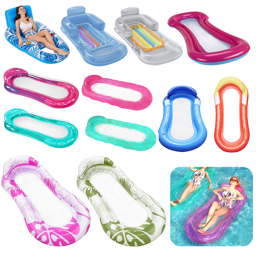 Water Inflatable Hammock Backrest Floating Drainage Upper Deck Chair Pool Party Floating Chair Sofa Floating Bed Foldable Summer