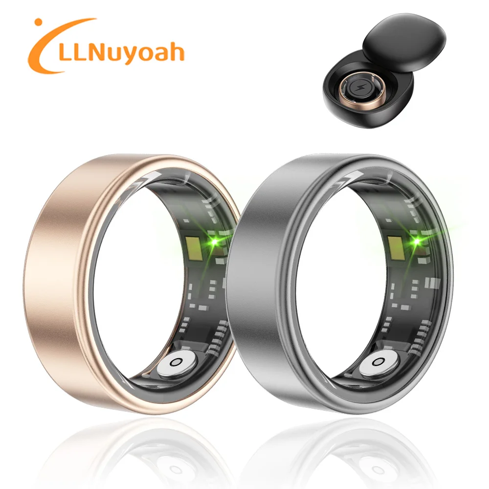 

llNuyoah New Smart Ring SR06 with Charging Case for Men Women Heart Rate and Blood Oxygen Monitor IP68 & 5ATM Waterproof Sport