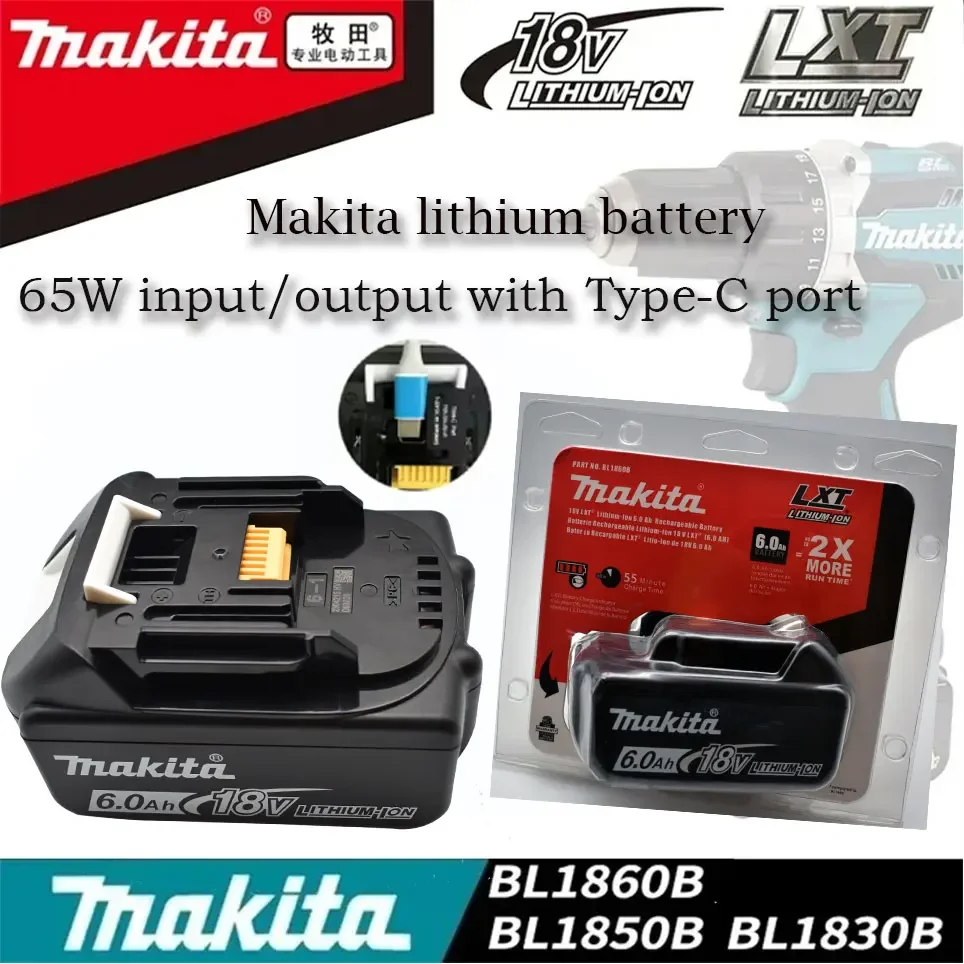 Genuine 6AH makita BL1860 18V Battery Power Tools Li-ion Replacement LXT BL1850 BL1840 for 18 V Screwdriver with BMS TPCELL 18V