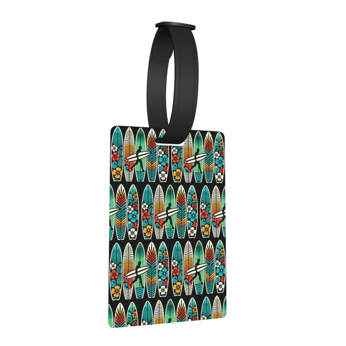 

Tropical Surfboard With Floral And Leaf Patterns Luggage Tags Travel Portable Baggage Boarding Tag Label Holder ID Name Address