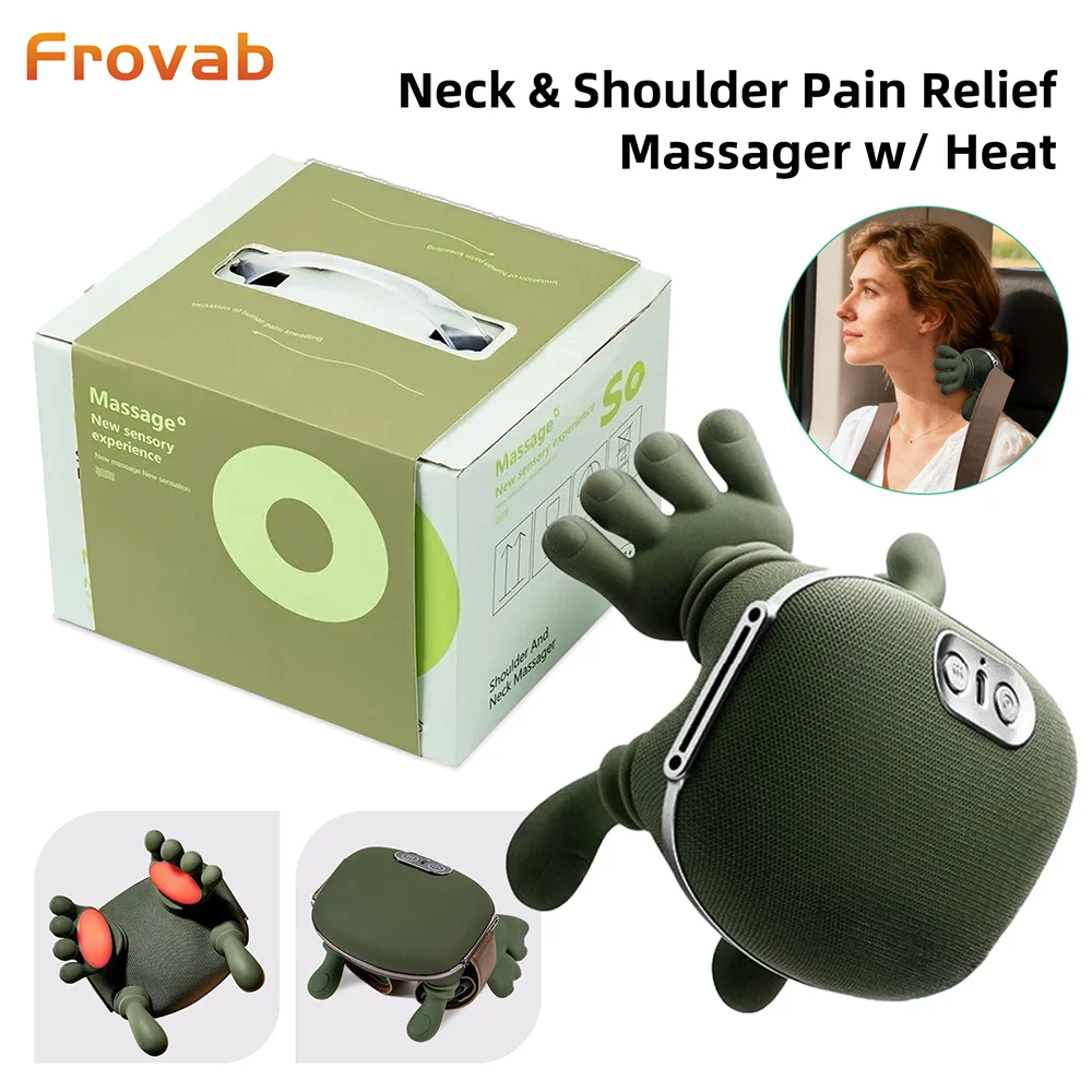

Frovab New Bionic Shoulder Neck Massager 3D Shiatsu Kneading with Heat Therapy Effective Cervical Pain Relief Cordless
