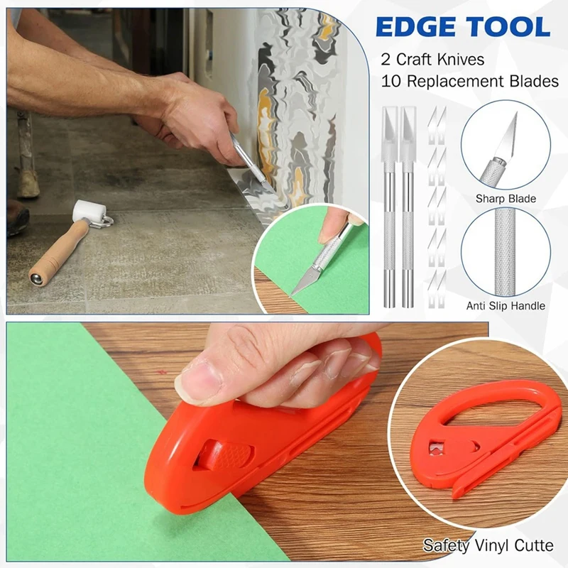 Wallpaper Smoothing Tool Set Kit With Squeegee Smoother, Seam Roller, Wallpaper Brush Set For Wallpaper Hanging, Contact Pape