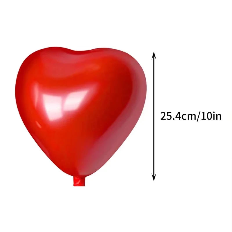 Ballons en latex en forme de cœur rouge, lot de 50/10 pièces, gonflables pour la Saint-Valentin, mariage, fête, décorations d'anniversaire