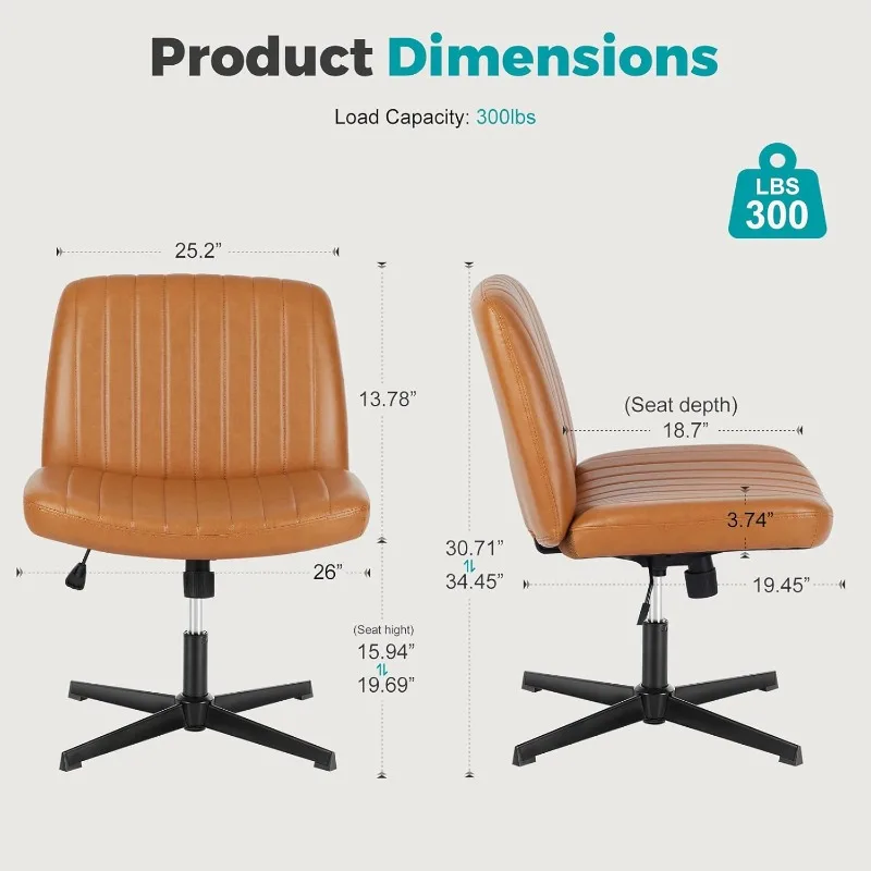 

Criss Cross Chairs, Armless Office Desk No Wheels Swivel Padded Wide Seat Modern Height Adjustable Mid Back Task