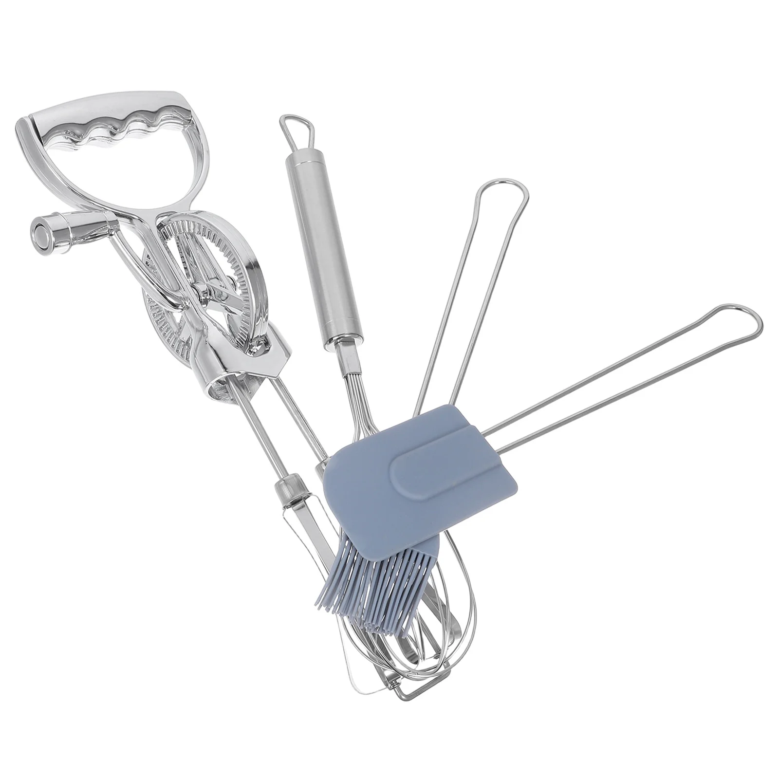 

4Pcs Kitchen Tool Set Baking Accessories Manual Egg Whisk Rotary Handheld Mixer Silicone Brush for Cooking Pastry Butter