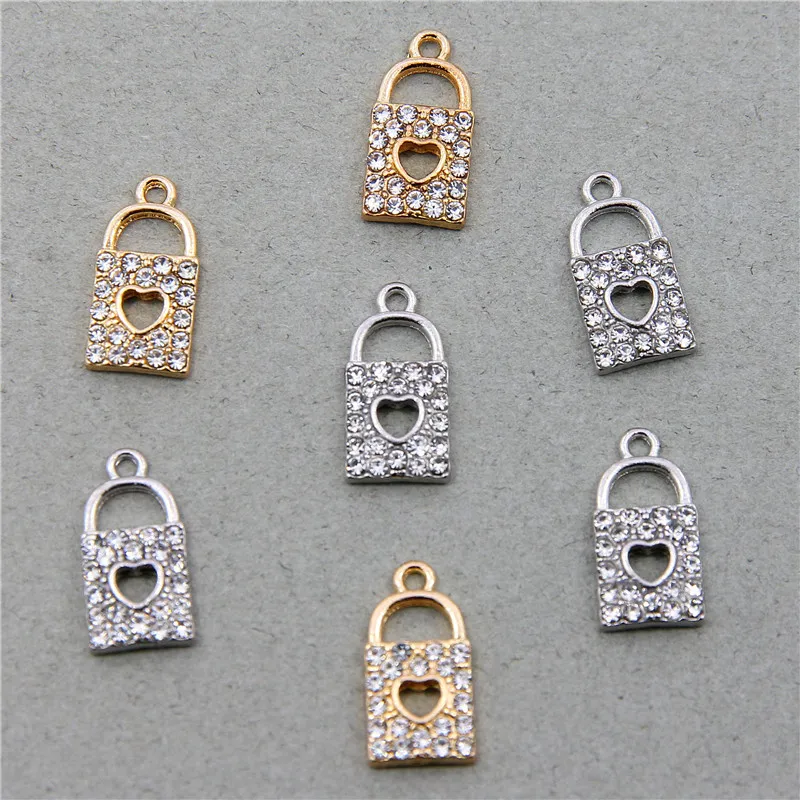 50 قطعة 17*8 مللي متر قفل مطعمة الراين الزينة لامعة اللؤلؤ الماس الكريستال سبيكة قلادة مجوهرات الرقبة الأساور