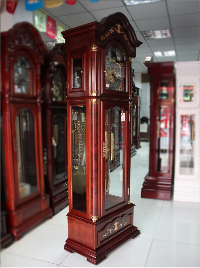 European living room solid wood swinging atmospheric floor clock Chinese retro