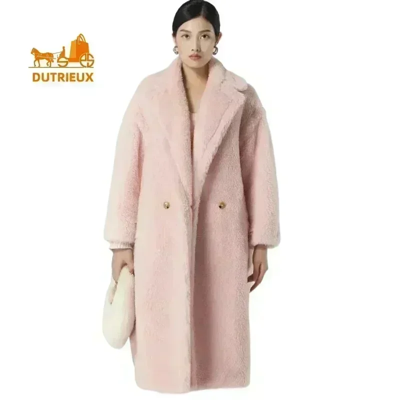 Womens Teddy Coat Jacket 2024 Winter New Women\'s Jacket Thick Warm Alpaca Wool Cashmere Long Fur Coat