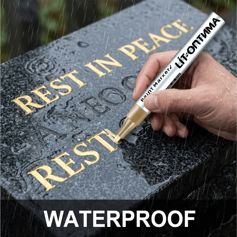 

Golden oil-based marker pen, quick drying waterproof permanent marker pen, suitable for stone, metal, glass, wood, DIY crafts