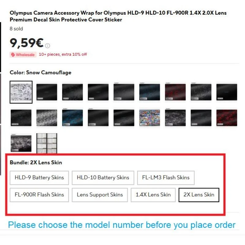 Hinefilm Skin для аксессуаров для камеры Olympus, обертка для Olympus HLD-9 HLD-10 FL-900R 1,4X 2,0X, наклейка на объектив, защитная наклейка для кожи