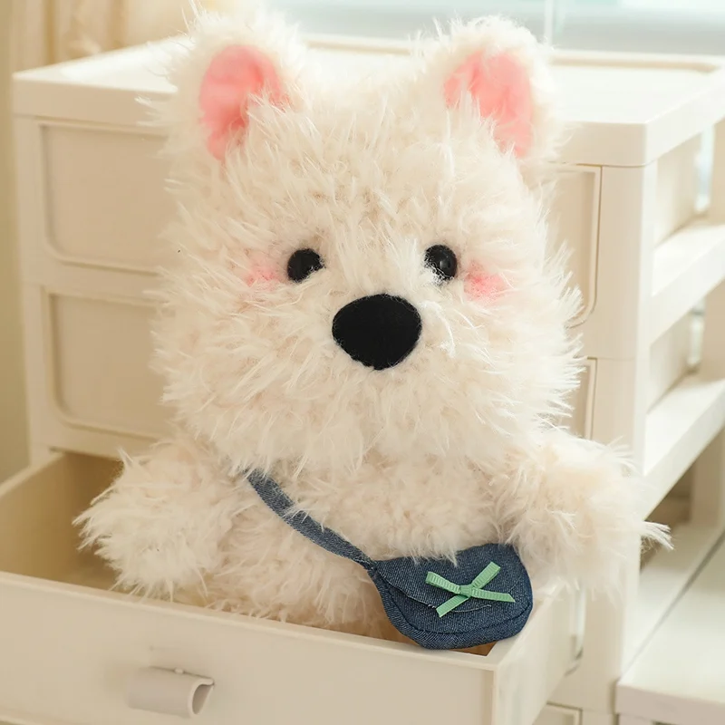 Lindo dibujo animado West Highland White Terrier perro de peluche de juguete Kawaii West Highland Terrier Plushie para niños regalo de cumpleaños