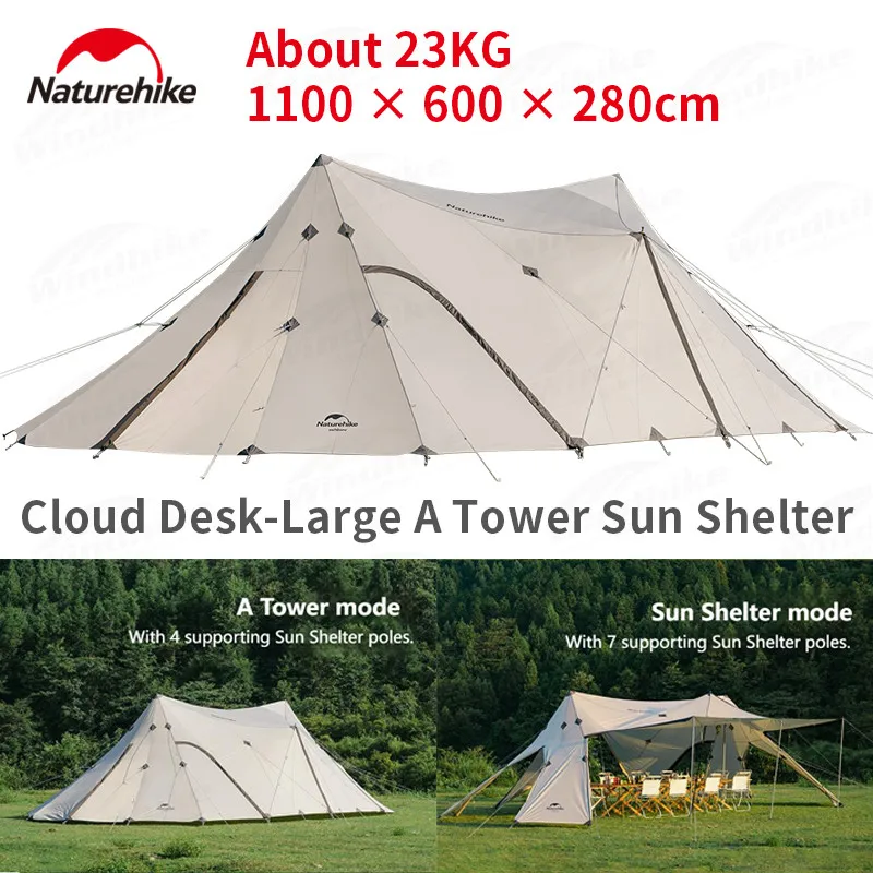 Naturehike 60㎡ Glamping Large Tent Silver Sunscreen Canopy Outdoor Sun Shelter for 20-30 Persons Courtyard Party Picnic Tent