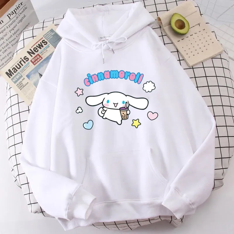 Cinnamoroll Hoodies Spring New Cartoon White Hooded Sweater Female Korean Harajuku Hooded Top Long Sleeve Fashion Y2k Hoodie