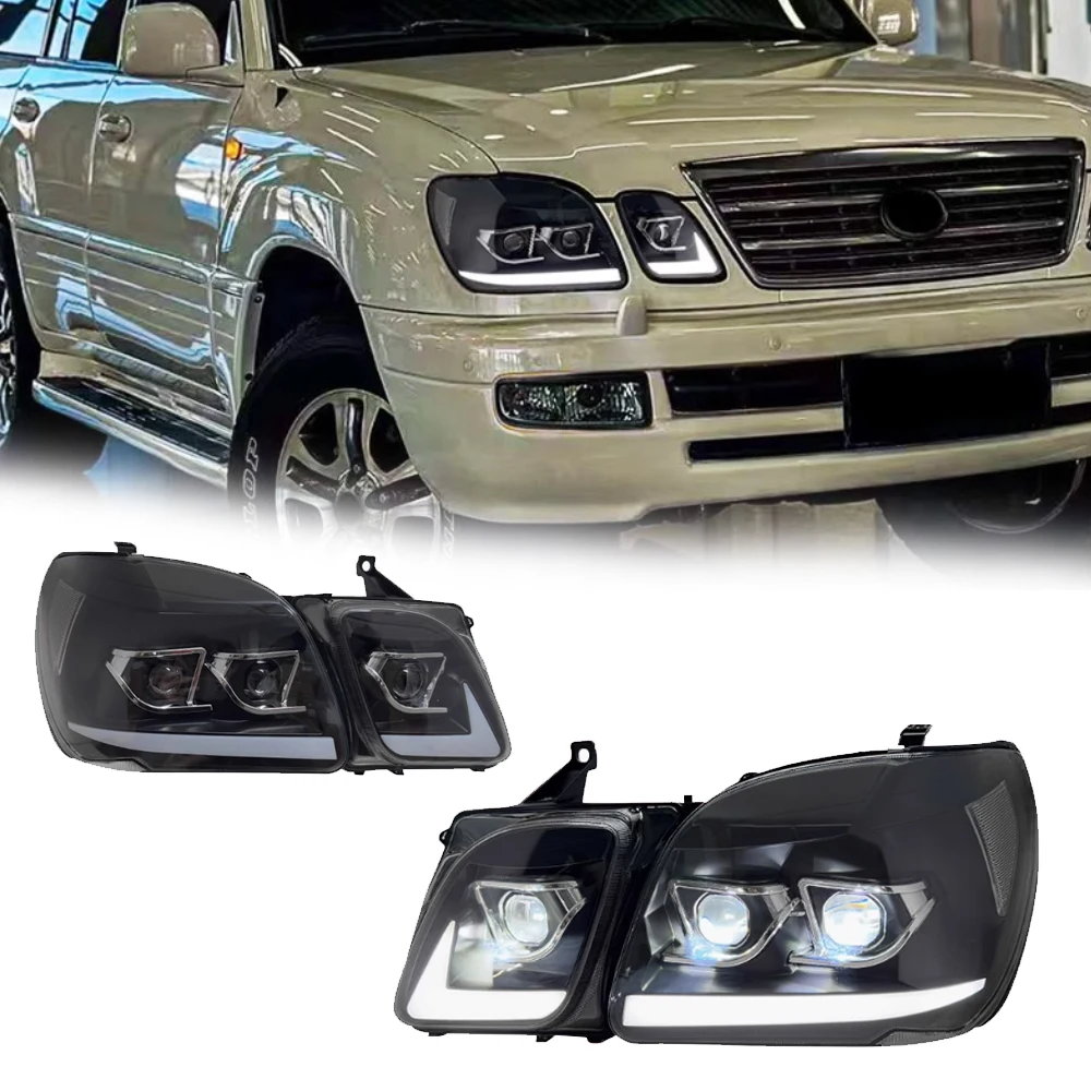 

Стайлинговые светодиодные фары для LEXUS LX LX470 98-06, новый стиль, светодиодные DRL, автомобильные фары в сборе, аксессуары для сигнала, модифицированная лампа