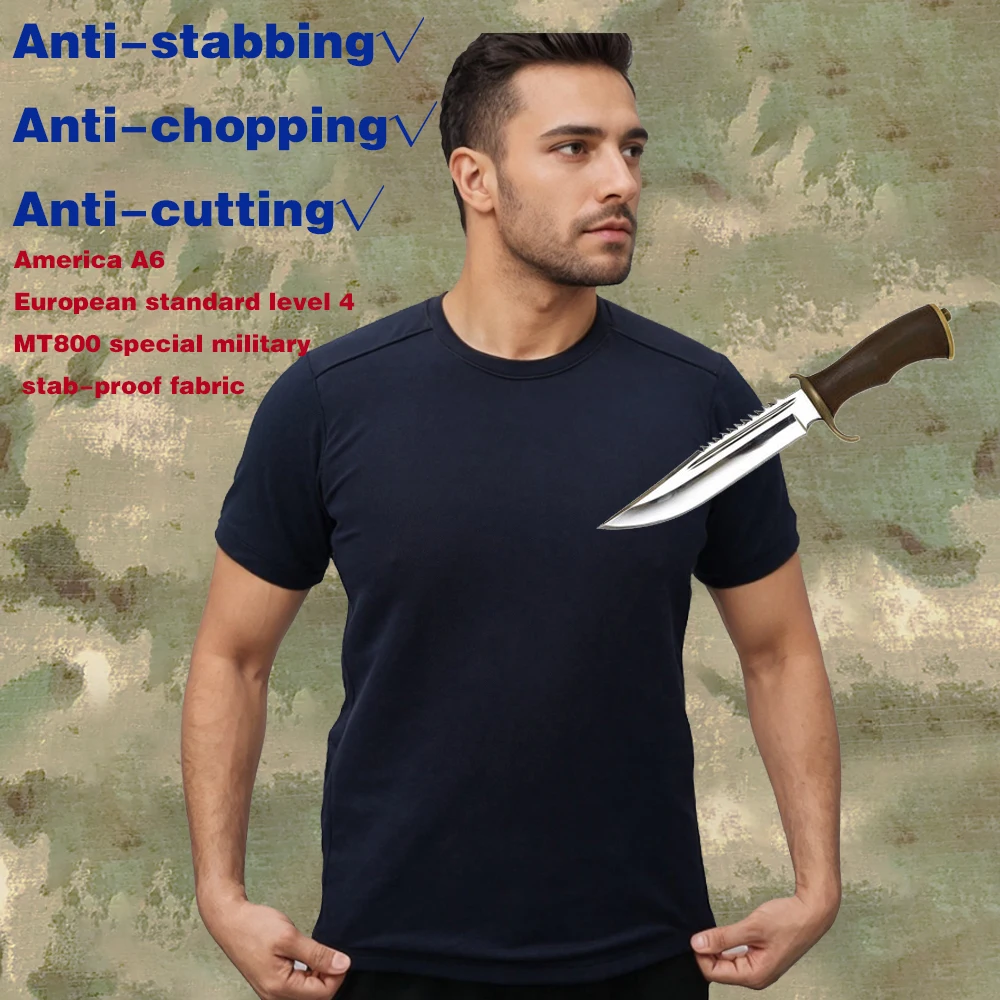 

Eu Leve 4 USA A6 Anti knife Self Defense MT800 Stab-proof T-shirt Resistant Sercurity Slash Proof Body Protection Custom Logo