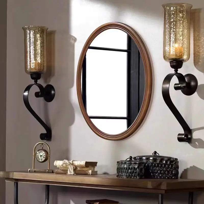 Portable Mirror Modern Home Ornaments For Living Room Vintage Light Makeup Vanity Led Lighting Espelho Mirrors Decoration Luxury