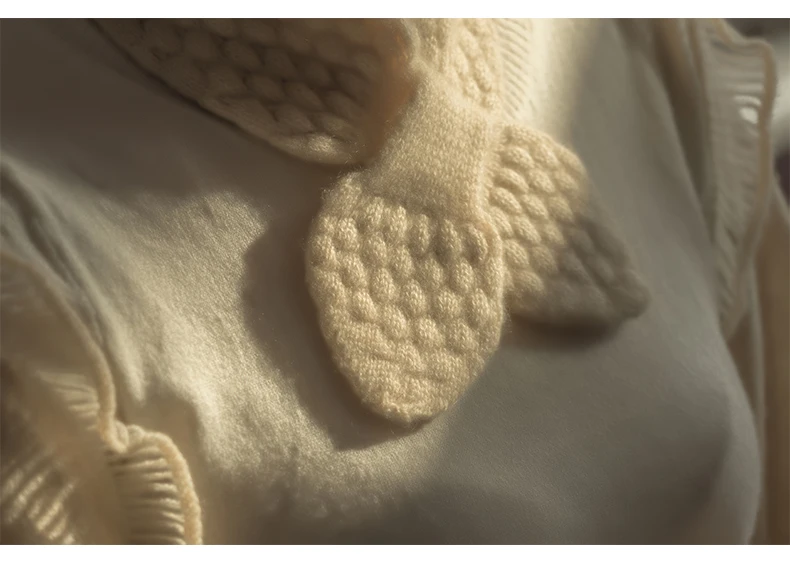 Frauen 100% Reinem Kaschmir Gestrickte Kleine Bowknot Schal Halstuch Moos Stich Weiche Hals Wärmer Ring Kragen Weibliche Boutique Acc – Detail 17